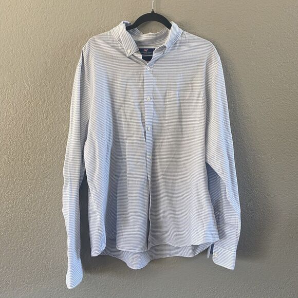 Vineyard Vines Other - Vineyard Vines Shirt Mens XL White Striped Linen Blend Button Down Murray Slim